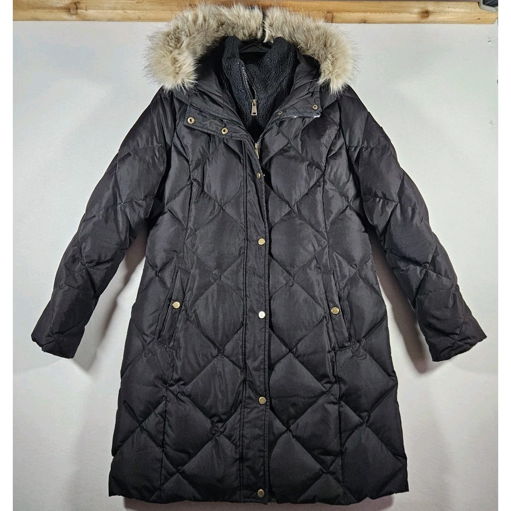 Lauren Ralph Lauren Puffer Coat Women's Medium Faux-Fur Trim Down Filled Jacket - Picture 2 of 7